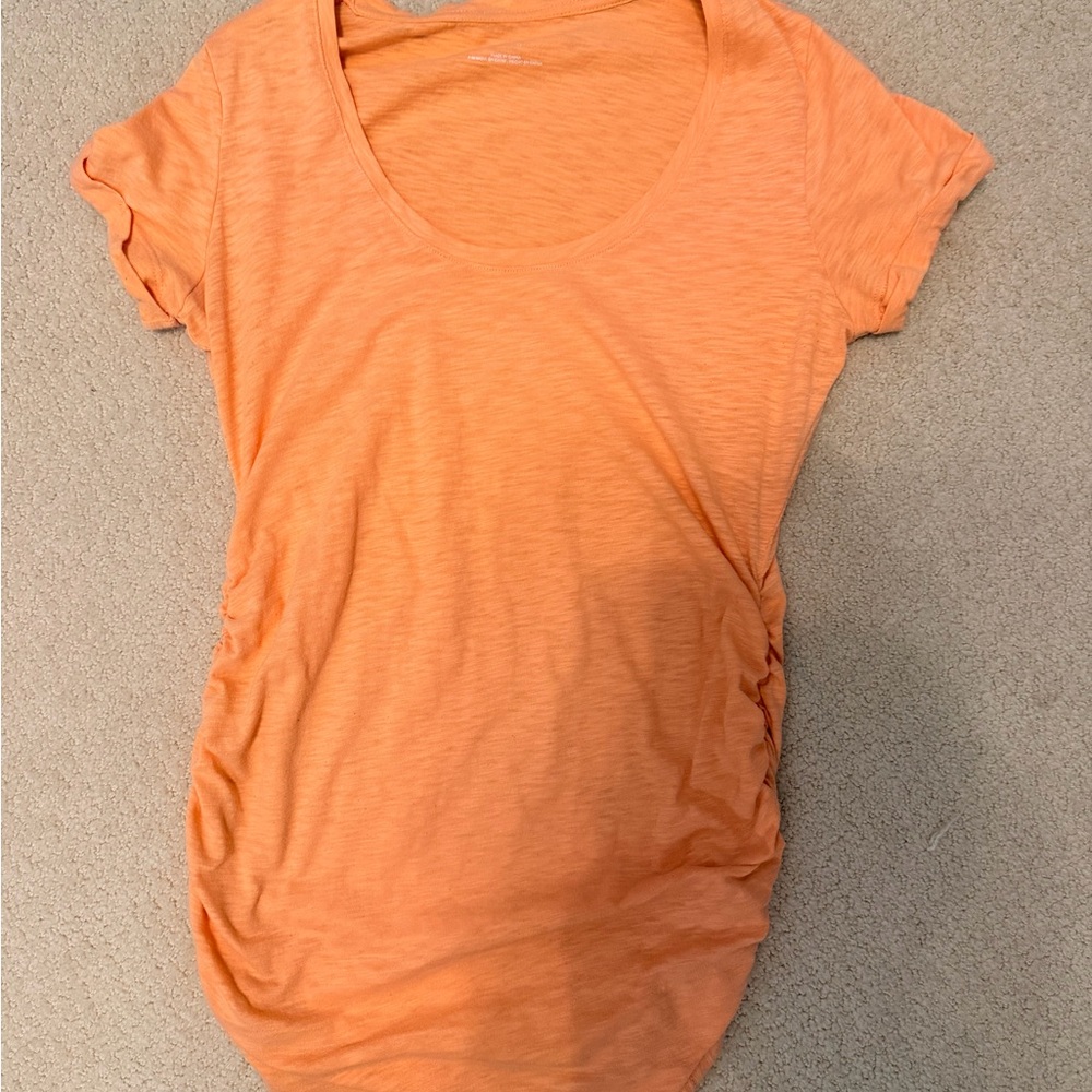 Women's Orange Ruched Maternity T-Shirt